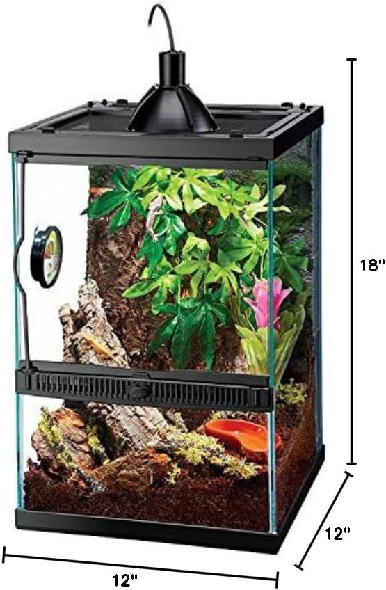 Zilla 10 Gallon Glass Tropical Vertical Habitat Starter Kit for Small Tree Dwelling Reptiles & Amphibians
