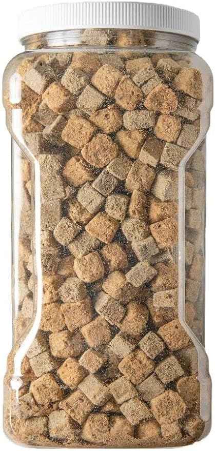 Aquatic Foods Inc. Freeze Dried Floating Brine Shrimp and Tubifex Cubes for All Tropical Fish, Marine Fish, Discus, Cichlids, Koi & Pond Fish, Turtles…5oz Med Jar