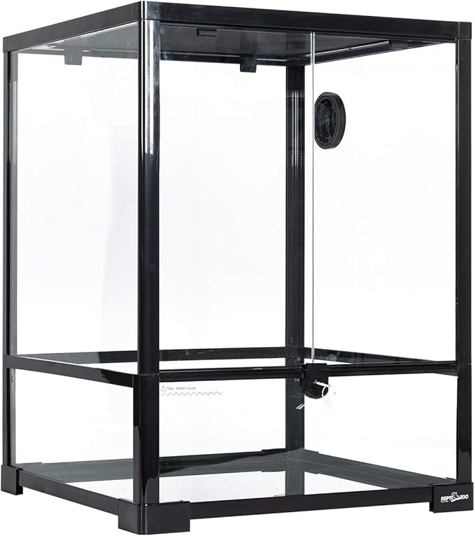 REPTIZOO Reptile Glass Terrarium, 18" x 18" x 24" Knock-Down Reptile Habitat Tank with Double Hinge Door & Top Screen Ventilation and Side Mesh Ventilation, 30 Gallon Large Reptile Terrarium