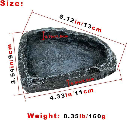 Reptile Water Dish Food Bowl, 2 Pack Reptile Feeding Dish Corner Bowl Terrarium Bowls for Bearded Dragon, Lizards, Frog, Gecko, Tortoise, Hermit Crab