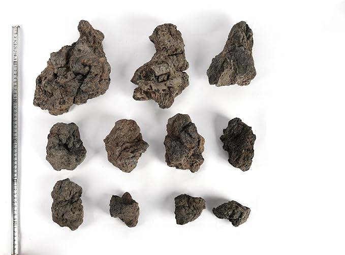 LANDEN Black Icelandic Lava Rock (18lbs, 3~11 inches,11pcs) for Aquariums, Paludariums, Terrariums, Caves and Rocky Peaks, Mountainous Desert Landscapes