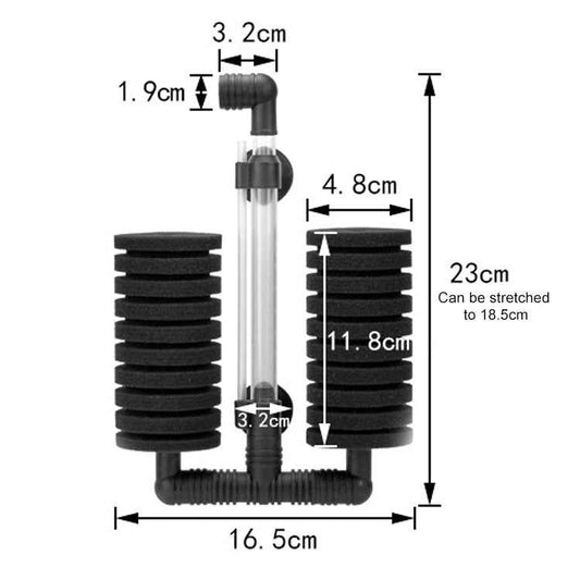 Wall-mounted Aquarium Mini Double Head Pneumatic Mute Biochemical Cotton Filter