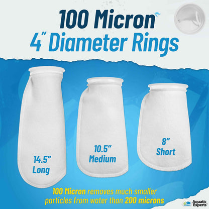 4" Ring Aquarium Filter Sock 100 Micron for Saltwater Aquariums