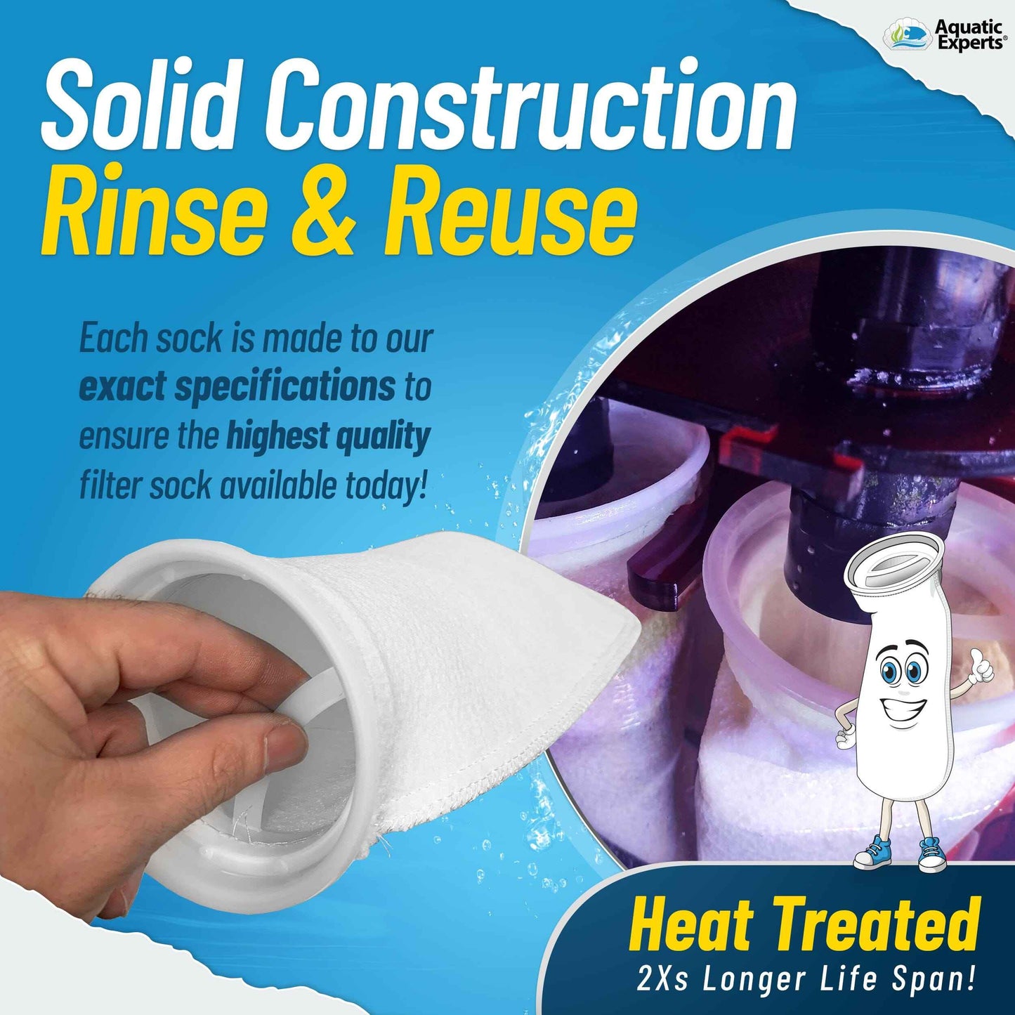 4" Ring Aquarium Filter Sock 200 Micron for Saltwater Aquariums