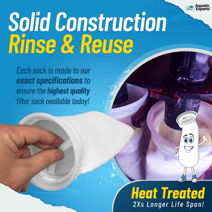 7" Ring Aquarium Filter Sock 100 Micron for Saltwater & Reef Aquariums