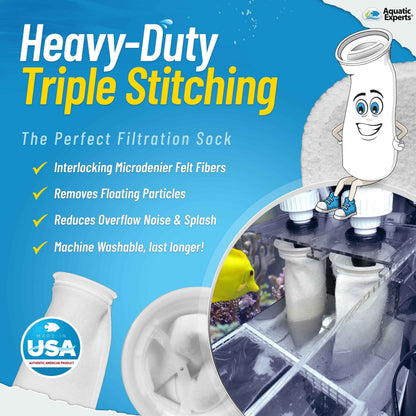 4" Ring Aquarium Filter Sock 100 Micron for Saltwater Aquariums