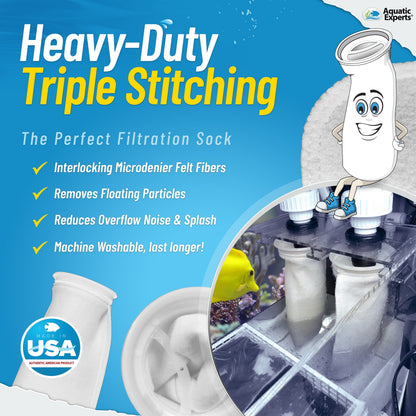 4" Ring Aquarium Filter Sock 200 Micron for Saltwater Aquariums