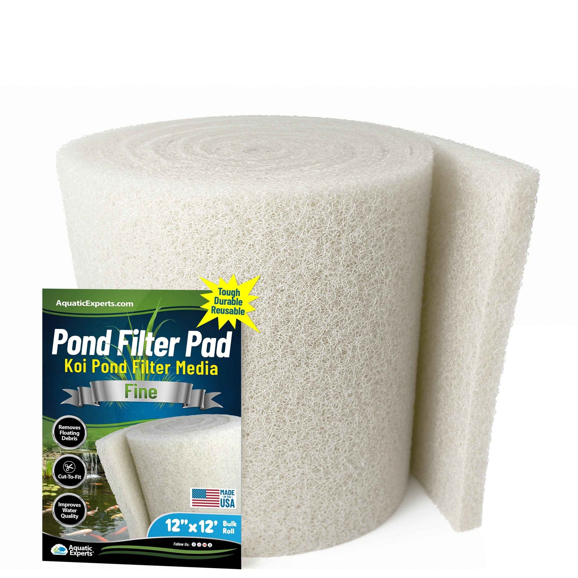 Koi Pond Filter Pad FINE - White Bulk Roll Ultra-Durable Media
