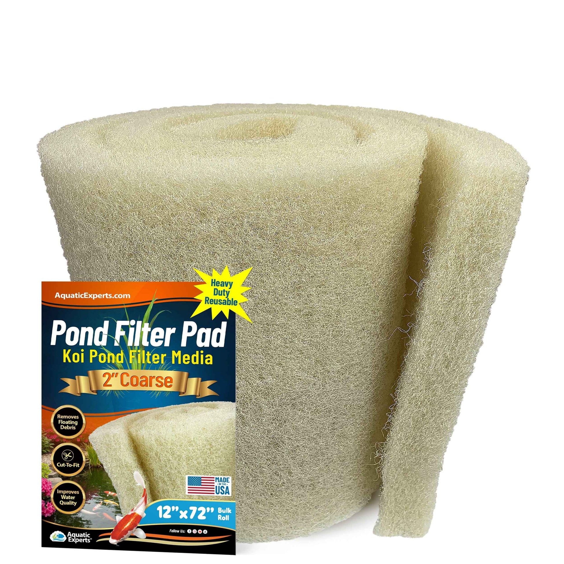 Koi Pond Filter Pad - 2" Thick Bulk Roll Media for Water Gardens