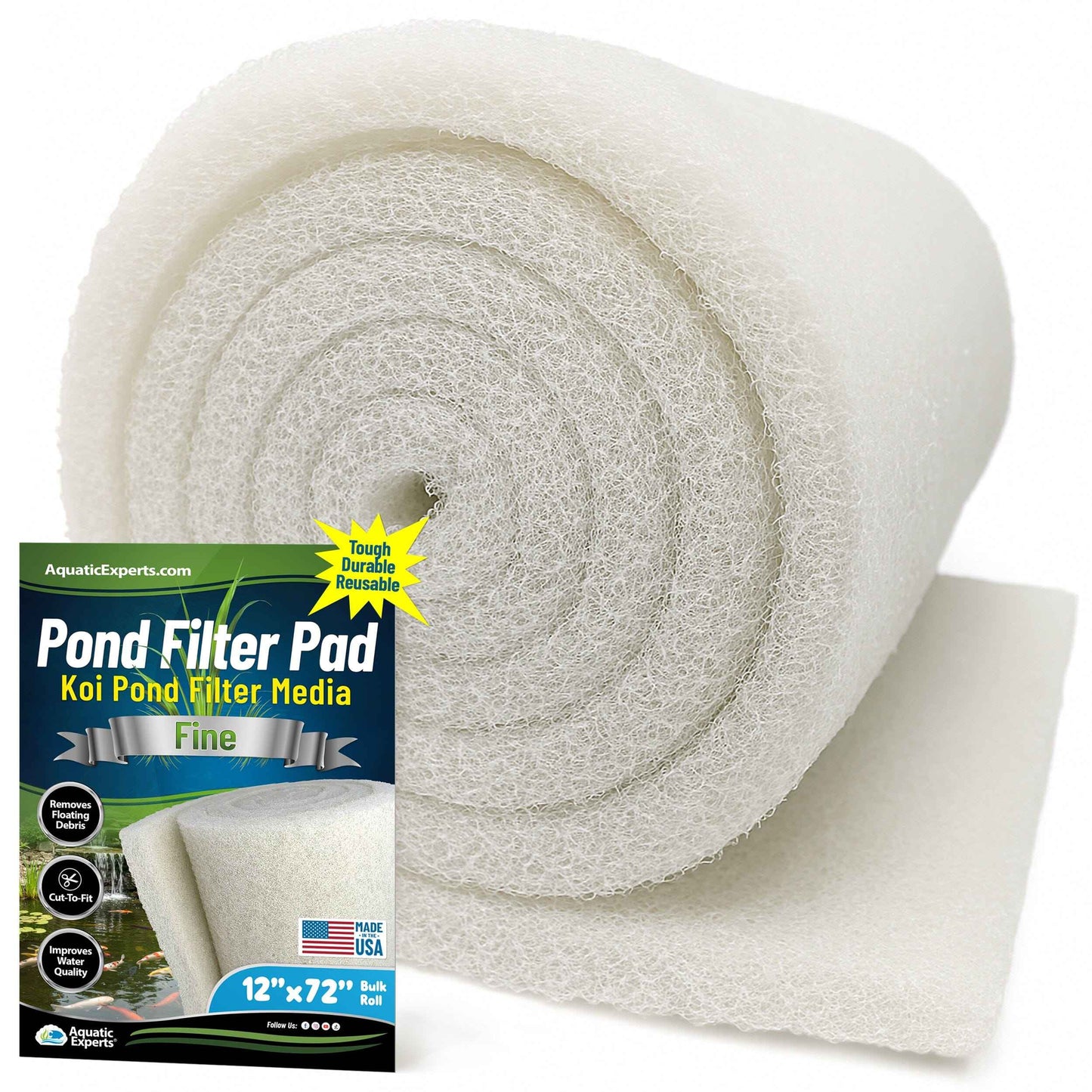 Koi Pond Filter Pad FINE - White Bulk Roll Ultra-Durable Media