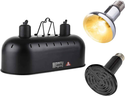 15" Dual Reptile Light Fixture w/ 100W UVA UVB & Ceramic Heat Lamp