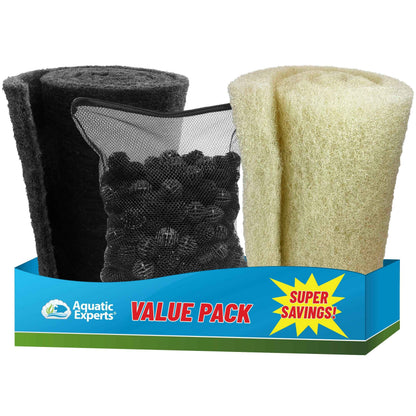 Clear & Healthy Pond Bundle - Carbon Filter, Bio Balls & Pad Kit