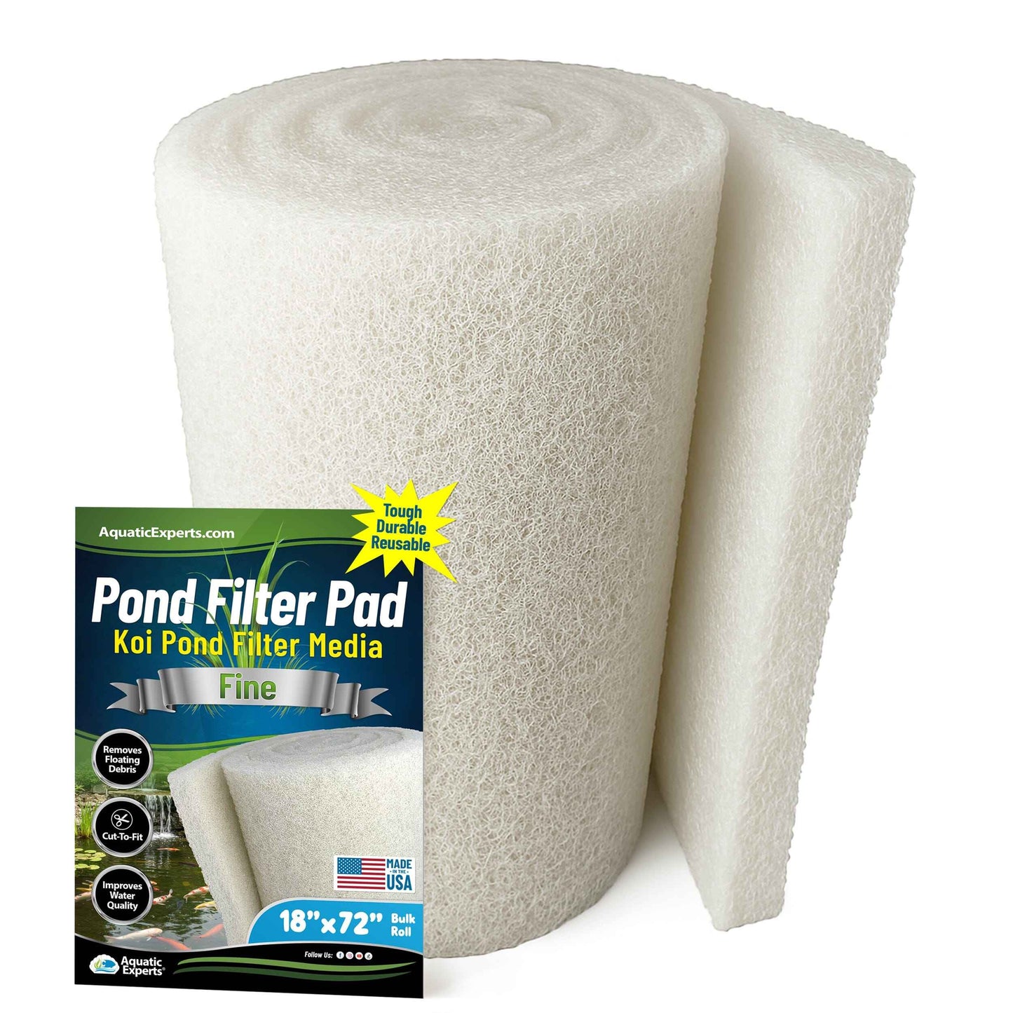 Koi Pond Filter Pad FINE - White Bulk Roll Ultra-Durable Media
