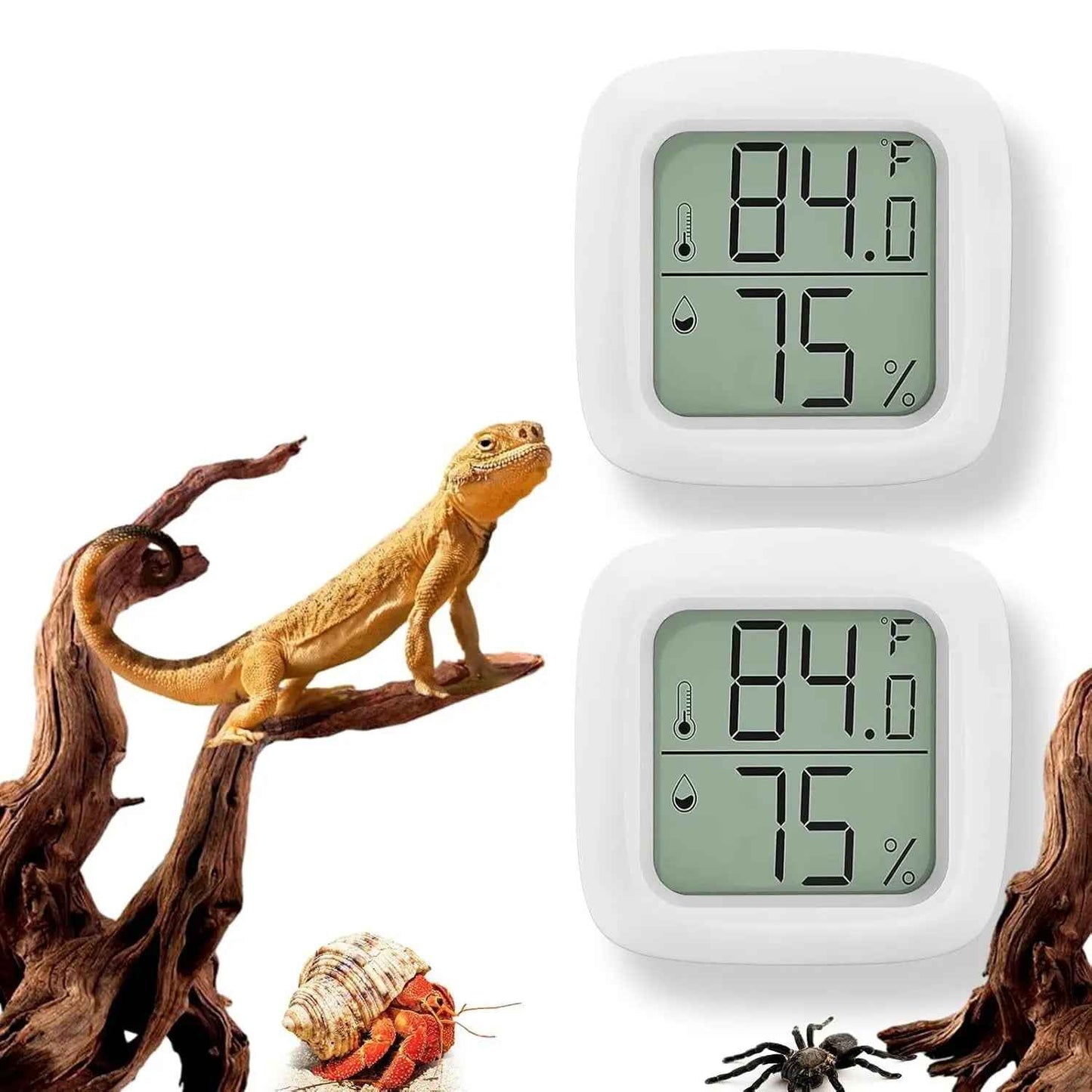2 Pack Reptile Thermometer Hygrometer Digital Tank Gauge Accurate