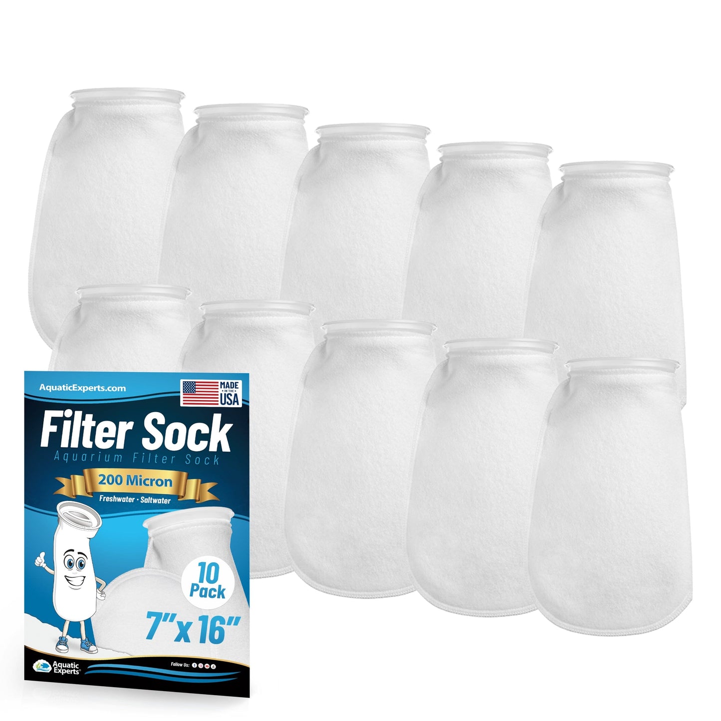 7" Aquarium Filter Sock – 200 Micron for Saltwater & Reef Tanks