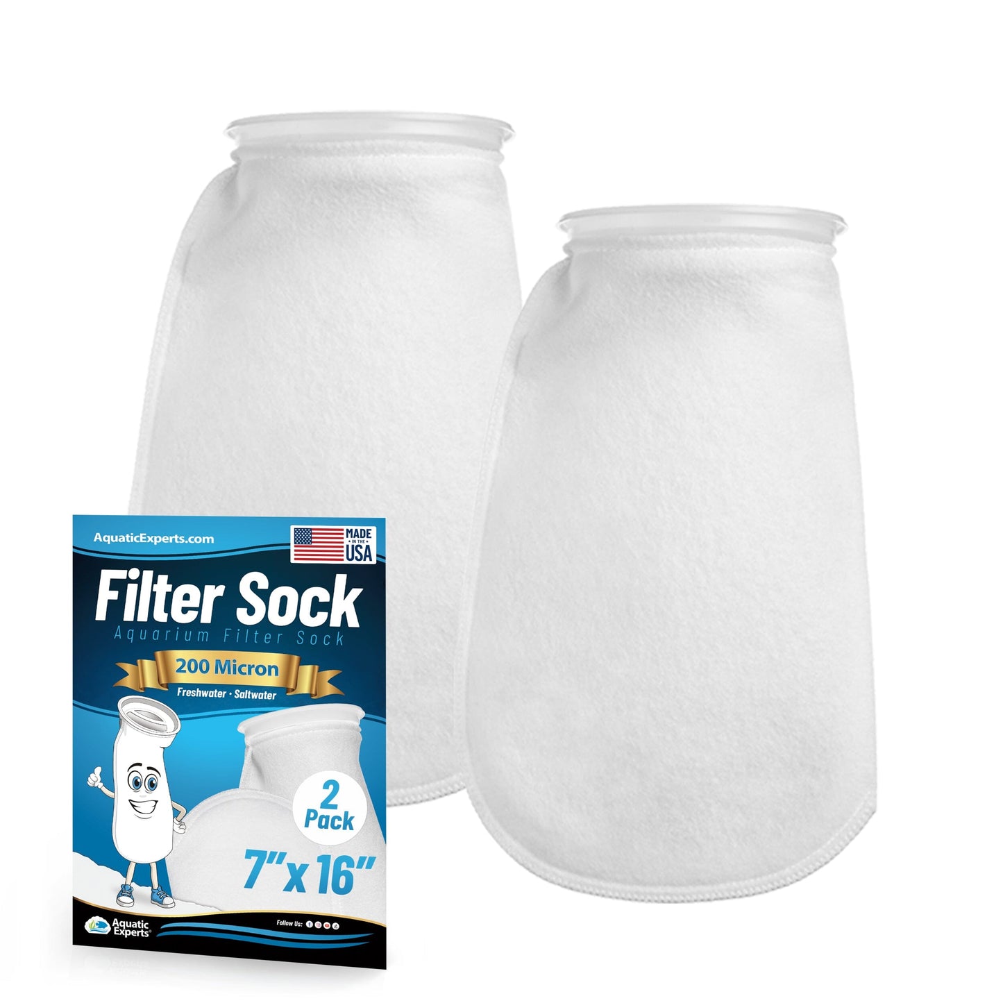 7" Aquarium Filter Sock – 200 Micron for Saltwater & Reef Tanks