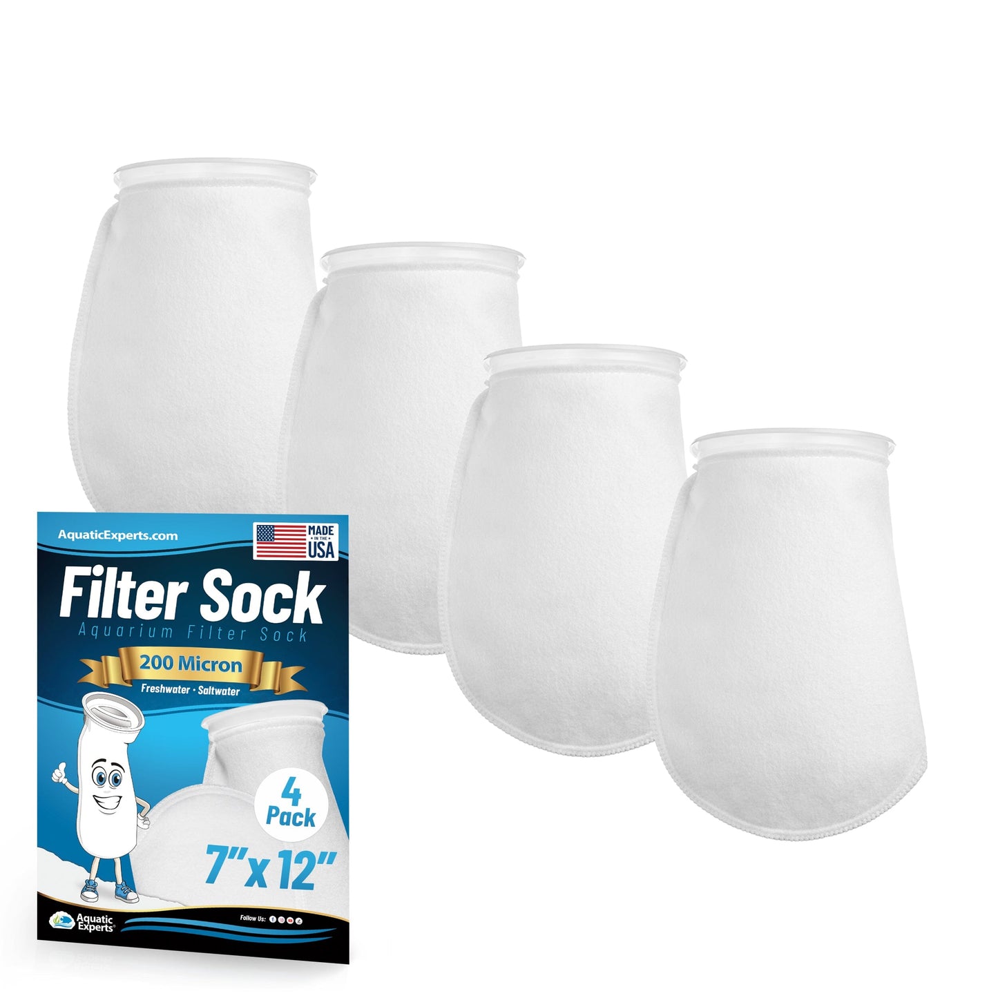 7" Aquarium Filter Sock – 200 Micron for Saltwater & Reef Tanks