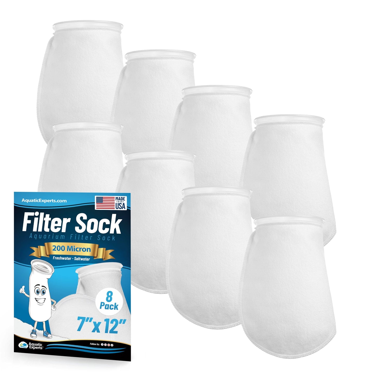 7" Aquarium Filter Sock – 200 Micron for Saltwater & Reef Tanks