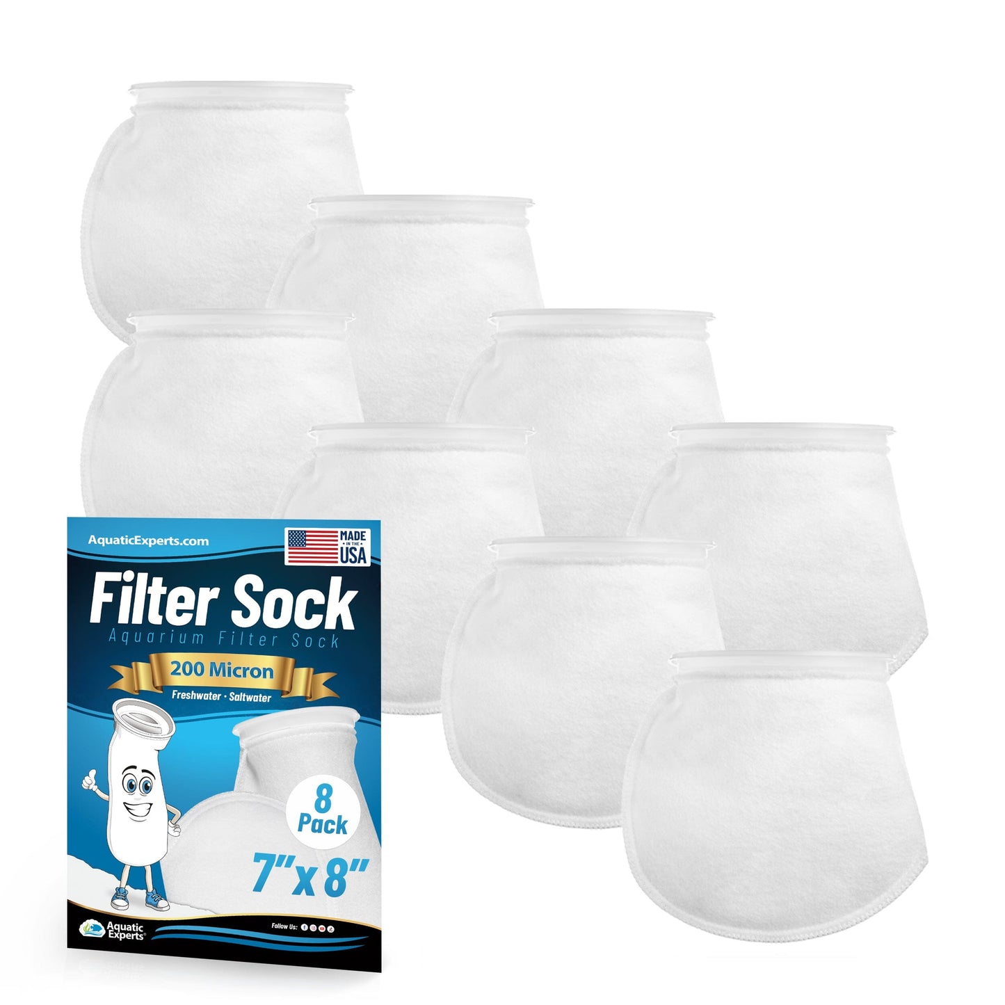 7" Aquarium Filter Sock – 200 Micron for Saltwater & Reef Tanks