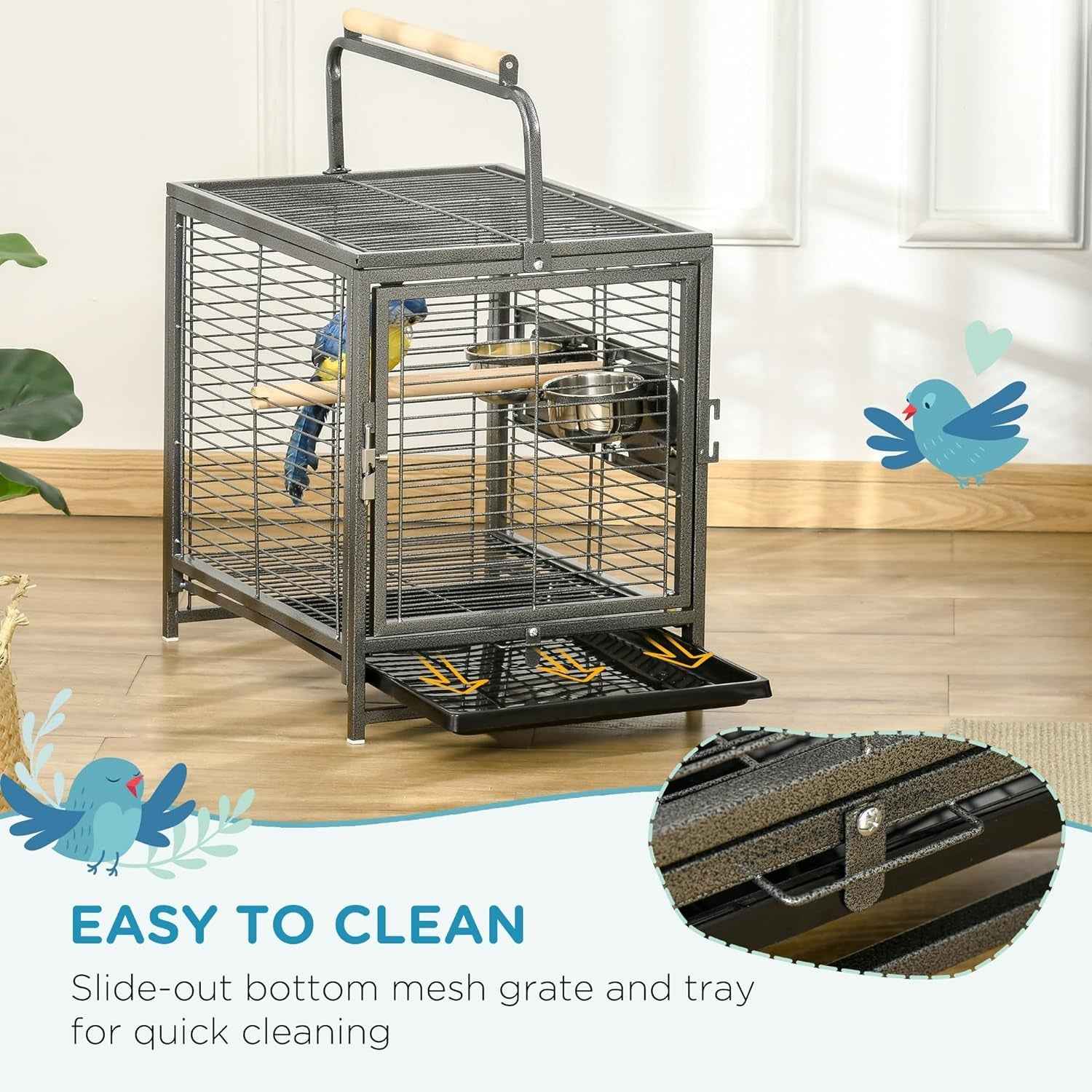 18" Heavy Duty Iron Travel Bird Cage Carrier