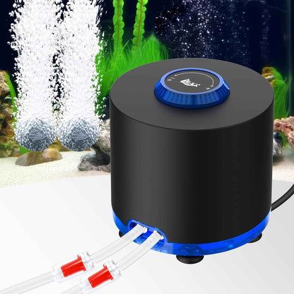 3W/6W/10W Aquarium Air Pump Quiet Dual Outlet Adjustable 80-200 Gallon Aerator