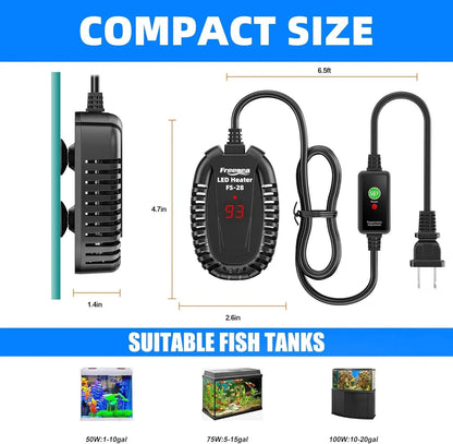 50W Submersible Aquarium Heater with External Temp Controller