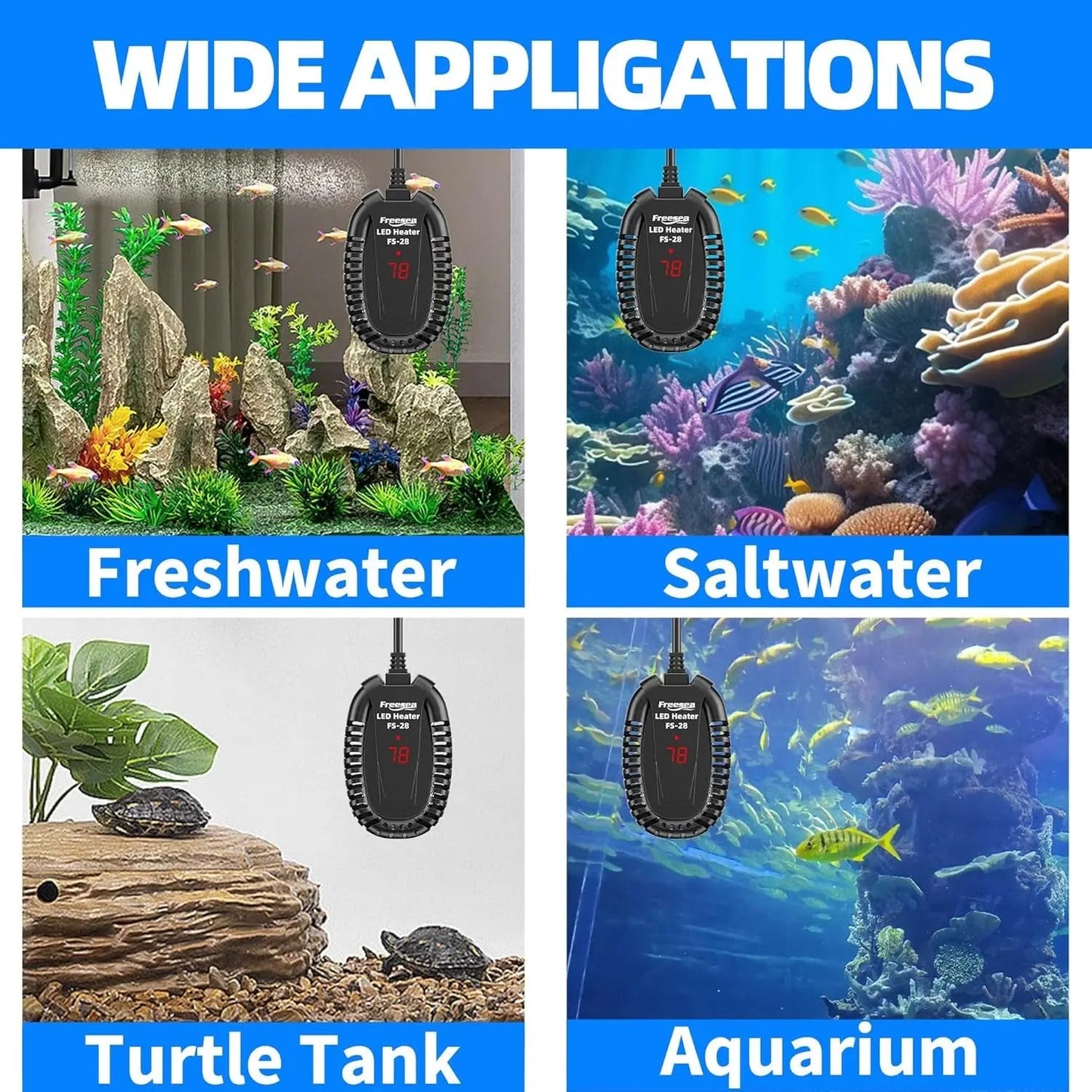 50W Submersible Aquarium Heater with External Temp Controller
