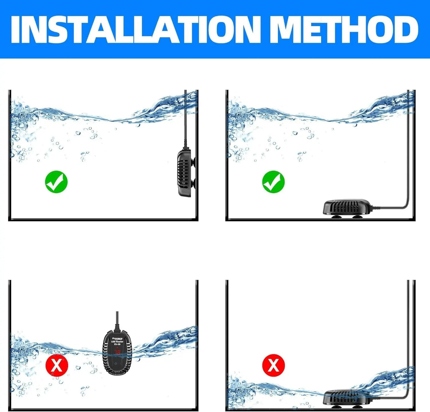 50W Submersible Aquarium Heater with External Temp Controller