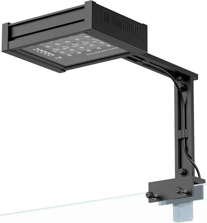 Pawfly 50 W Saltwater Aquarium Light for SPS & LPS Corals, Clip-On Dimmable LED Reef Light with Adjustable Brightness, Day/Night Modes, Timer, Blue RGB Violet UV Lighting for Marine Fish Tanks