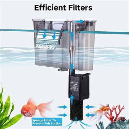 AQQA Quiet 20-30 Gallon Fish Tank Filter (6W 158GPH)