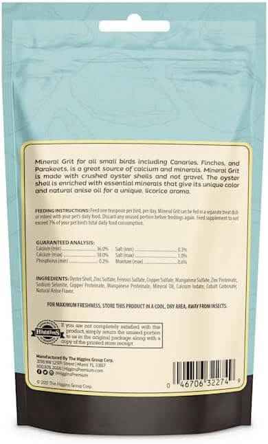 Higgins Mineral Grit Small Birds 6 oz. Calcium Canaries Finches Parakeets