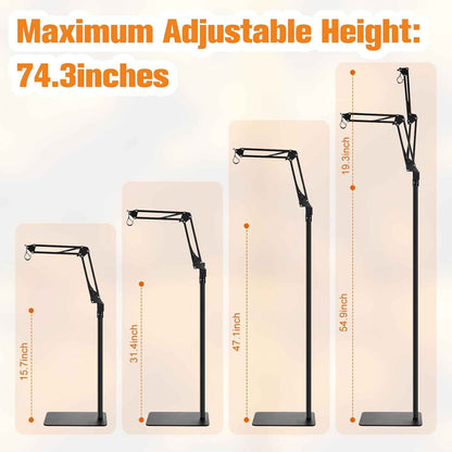 Dual Reptile Lamp Stand Adjustable Heat Light Holder up to 74 Inch