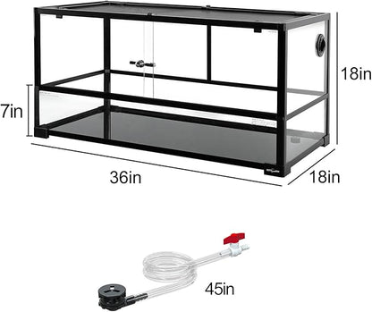REPTIZOO 50 Gallon Paludarium, Small Turtle Tank, 36"×18"×18" with Drainage System, Adequate for Tree Frogs, Salamanders, and Semi-Aquatic Species