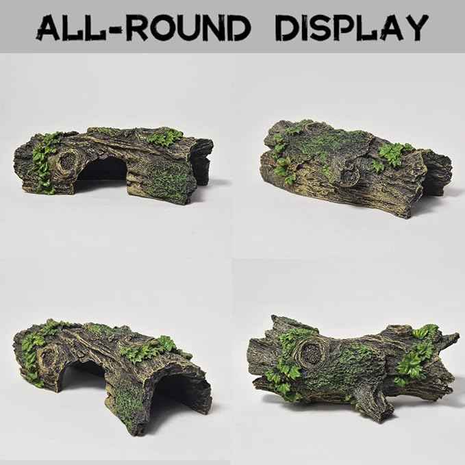 Fish Tank Decorations - Large Aquarium Decorations Air Bubbler Tree Fish House for Betta Hideout Caves Buddha Decor Temple Ruins Arched Betta Fish Accessories Reptile House Shelter Decor (Wood B-S)