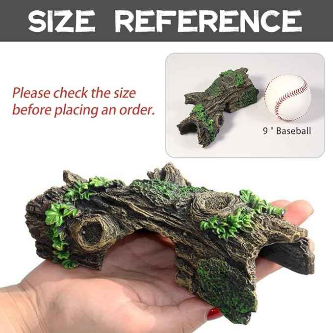 Fish Tank Decorations - Large Aquarium Decorations Air Bubbler Tree Fish House for Betta Hideout Caves Buddha Decor Temple Ruins Arched Betta Fish Accessories Reptile House Shelter Decor (Wood B-S)