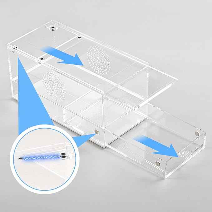 REPTI ZOO Magnetic Acrylic Reptile Terrarium 8" x 4" x 4", Transparent Tarantula Spider Enclosure Micro Breeding Box for Hermit Crab Snail Mantis Frog Insects