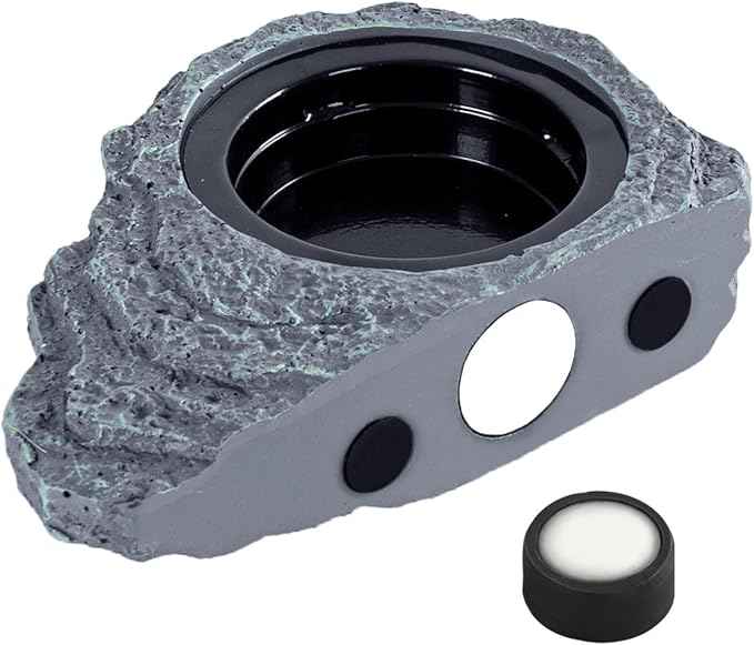 Wacool Magnetic Gecko Ledge - Single Bowl Reptile Feeding Tray with 3 Feeding Cups for Geckos, Lizards, Chameleons and Reptile Pets