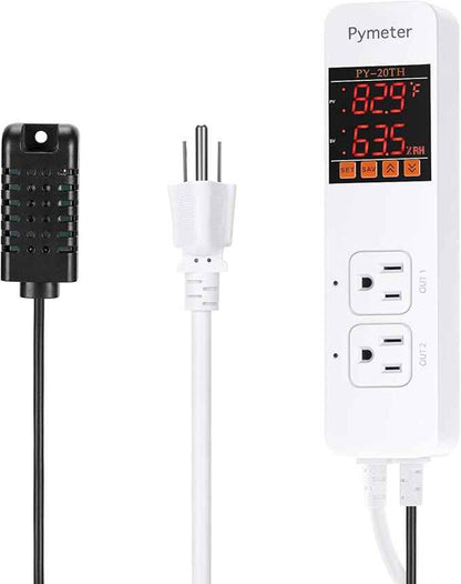 Temperature and Humidity Controller Reptile Thermostat Pre Wired Dual Controlled Outlets Heater