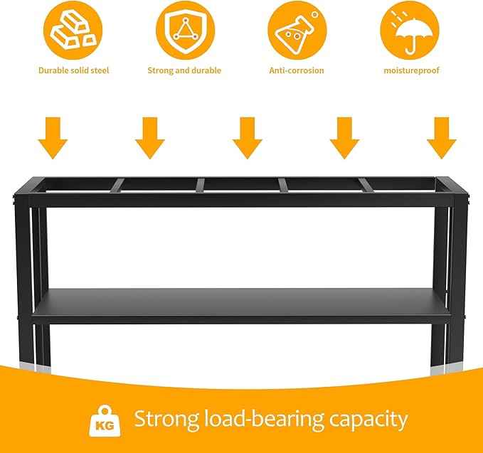 55 Gallon Fish Tank Stand with Storage Shelf, 48.5 x14.9 x 29.2 Inch Aquarium Stand, Turtle Tank, Reptile Terrariums and Breeder Tank Stand, 980LBS Capacity, Black