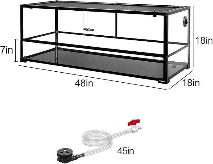 REPTIZOO 67 Gallon Large Turtle Tank Aquarium, 48"×18"×18" Tortoise Habitat Water-Land Ecological Turtle Tank with Drainage System Aquatic Aquarium