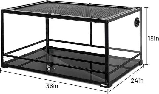 REPTIZOO 36" x 24" x 18" Glass Reptile Terrarium, Front Opening Reptile Habit Tank with Double Hing Doors, Knock-Down Terrarium with Top Screen Ventilation 68 Gallon