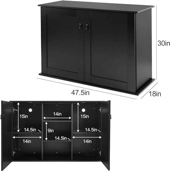 REPTI ZOO Reptile Aquarium Terrarium Wooden Stand and Cabinet with Adjustable Shelf for 48"x18" inch Tanks Cabinet Only)