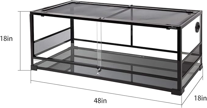REPTIZOO 67 Gallon Reptile Large Terrarium Upgrade Glass Front Opening Tank Sliding Door with Screen Ventilation Reptile Terrarium About 48" x 18" x 18" (Knock-Down)