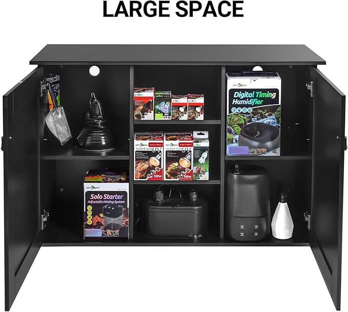 REPTIZOO Reptile Aquarium Terrarium Wooden Stand and Cabinet with Adjustable Shelf for 48"x18" inch Tanks Cabinet Only)