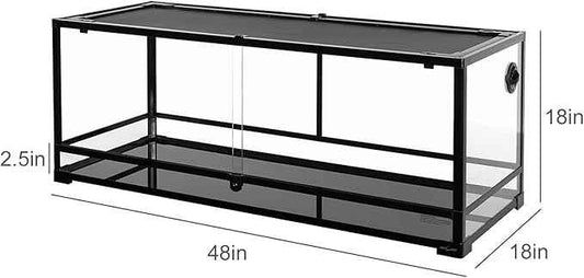 REPTI ZOO 67 Gallon Reptile Large Terrarium Newly Upgraded All Glass 48" x 18" x 18" Double Hinge Door with Top Ventilation Reptile Terrarium(Knock-Down)