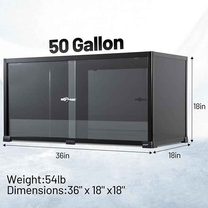 REPTI ZOO 50 Gallon Reptile Tank, 36" X 18" X 18" Reptile Terrarium, Black-Tinted ECO Glass Enclosure with Sliding Door & Mesh Top, Secure & Low-Stress Habitat for Bearded Dragon, Gecko, Snake, Lizard