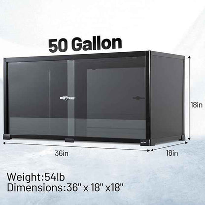 REPTI ZOO 50 Gallon Reptile Tank, 36" X 18" X 18" Reptile Terrarium, Black-Tinted ECO Glass Enclosure with Sliding Door & Mesh Top, Secure & Low-Stress Habitat for Bearded Dragon, Gecko, Snake, Lizard
