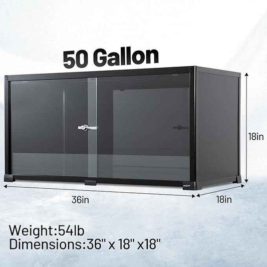 REPTI ZOO 50 Gallon Reptile Tank, 36" X 18" X 18" Reptile Terrarium, Black-Tinted ECO Glass Enclosure with Sliding Door & Mesh Top, Secure & Low-Stress Habitat for Bearded Dragon, Gecko, Snake, Lizard