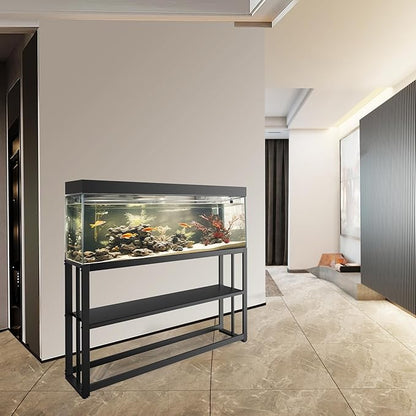 55 Gallon Fish Tank Stand with Storage Shelf, 48.5 x14.9 x 29.2 Inch Aquarium Stand, Turtle Tank, Reptile Terrariums and Breeder Tank Stand, 980LBS Capacity, Black