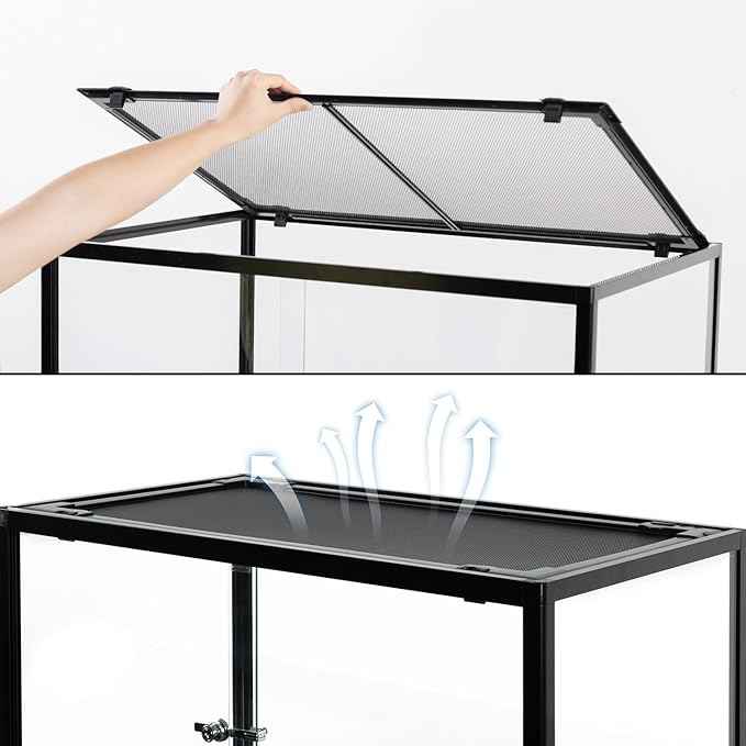 REPTIZOO 135 Gallon Glass Reptile Terrarium Tank, 36" x 18" x 48" Wide & Tall Reptile Terrarium, Chameleon Cage with Sliding Front Door Top Screen Ventilation, Easy Assembly